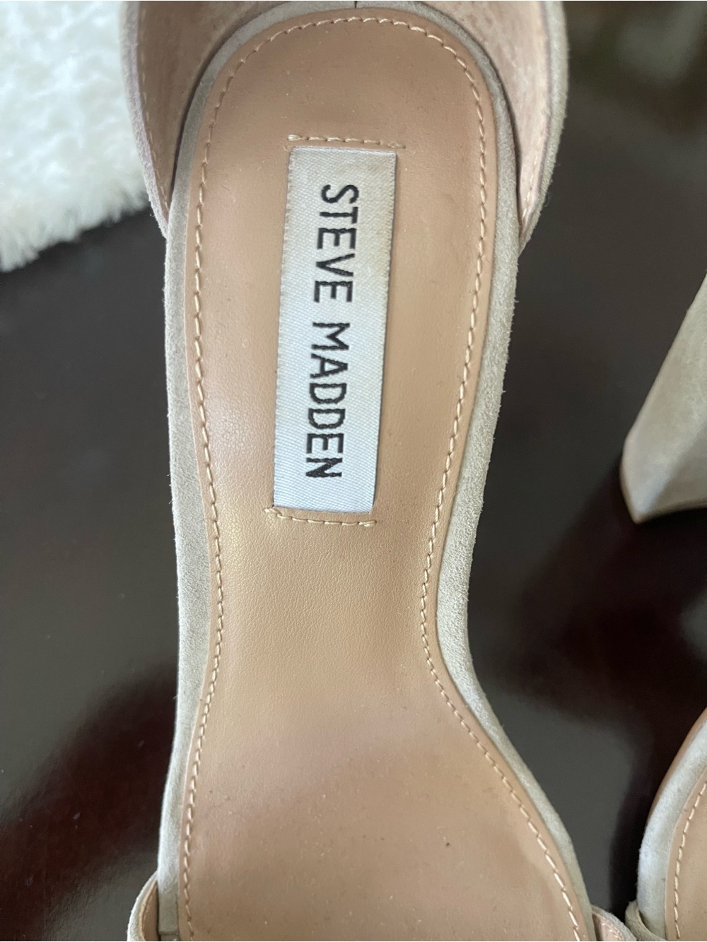 Steve Madden Taupe Suede Block Heel Sandals Size 7 - Picture 3 of 10